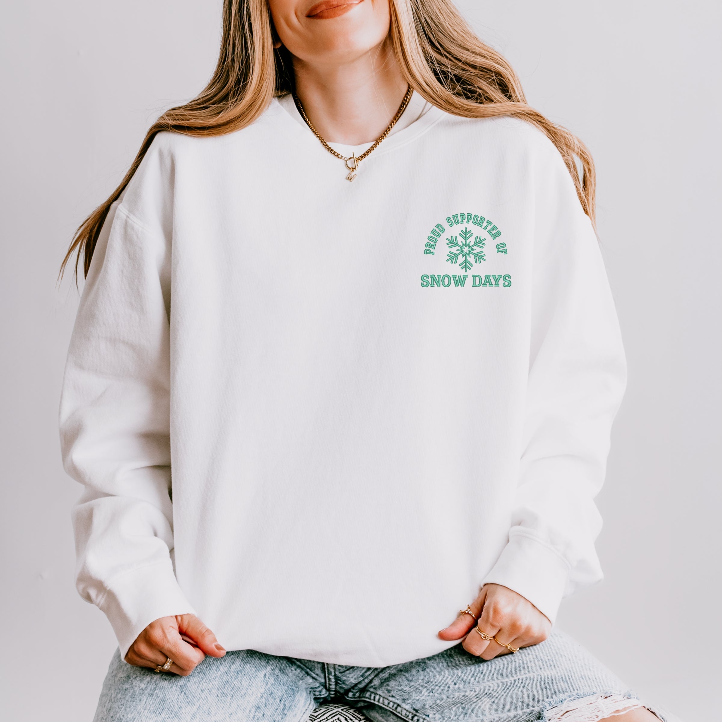 Embroidered Proud Supporter Snow Days - Women's Lightweight Garment Dyed Sweatshirt