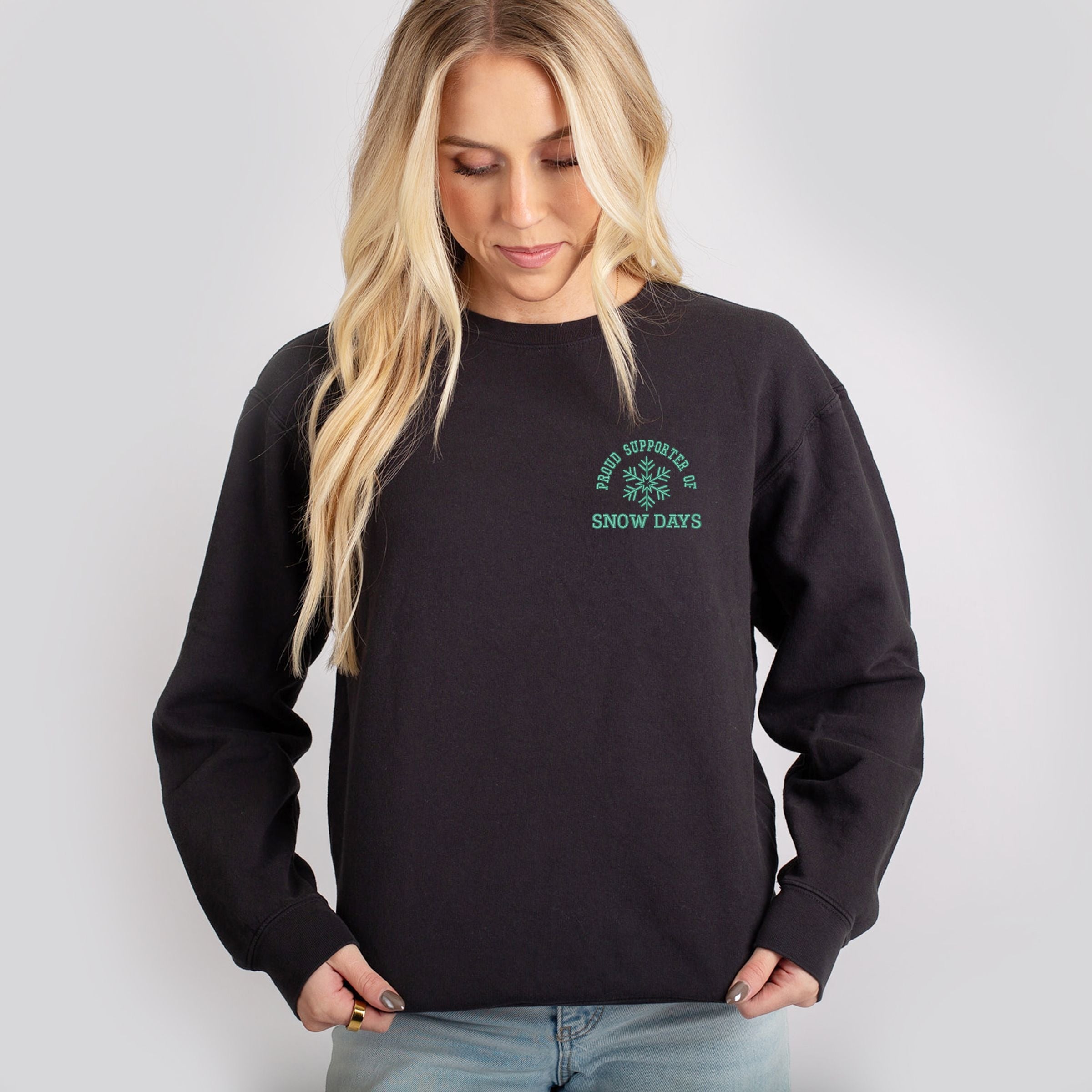 Embroidered Proud Supporter Snow Days - Women's Lightweight Garment Dyed Sweatshirt