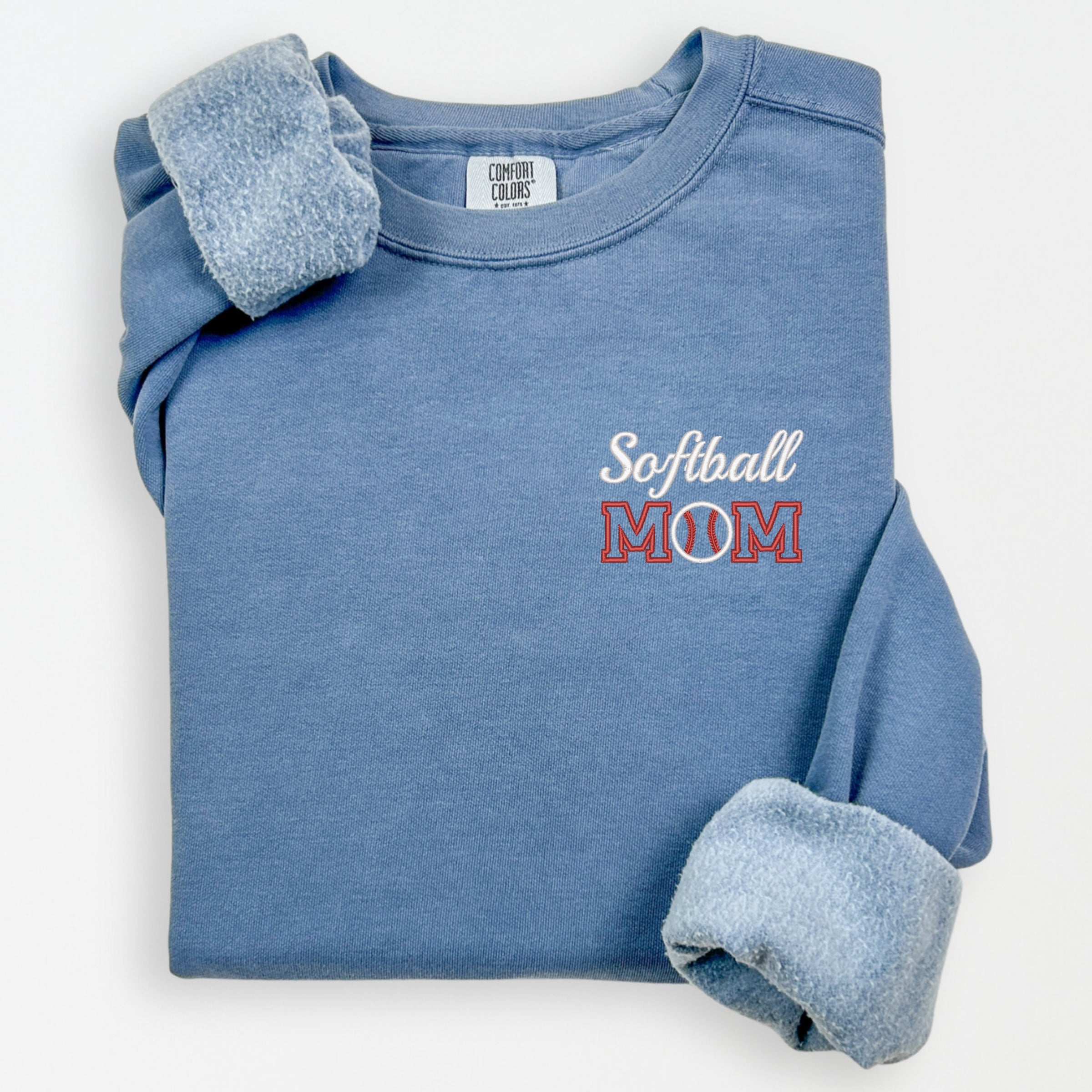 Embroidered Softball Mom - Women's Lightweight Garment Dyed Sweatshirt