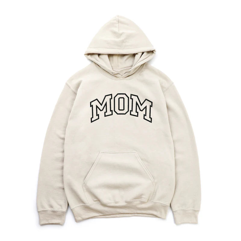 Embroidered Mom Varsity Outline - Women's Graphic Hoodie