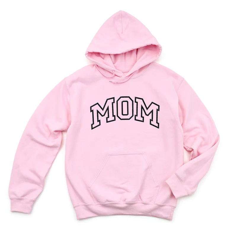 Embroidered Mom Varsity Outline - Women's Graphic Hoodie