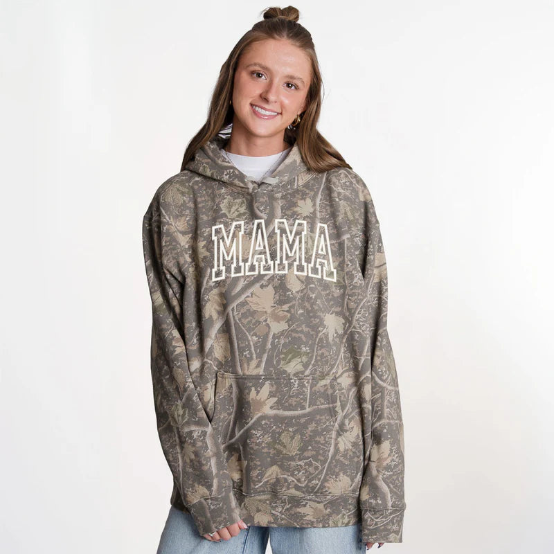 Embroidered Mama Arch - Camo Hoodie