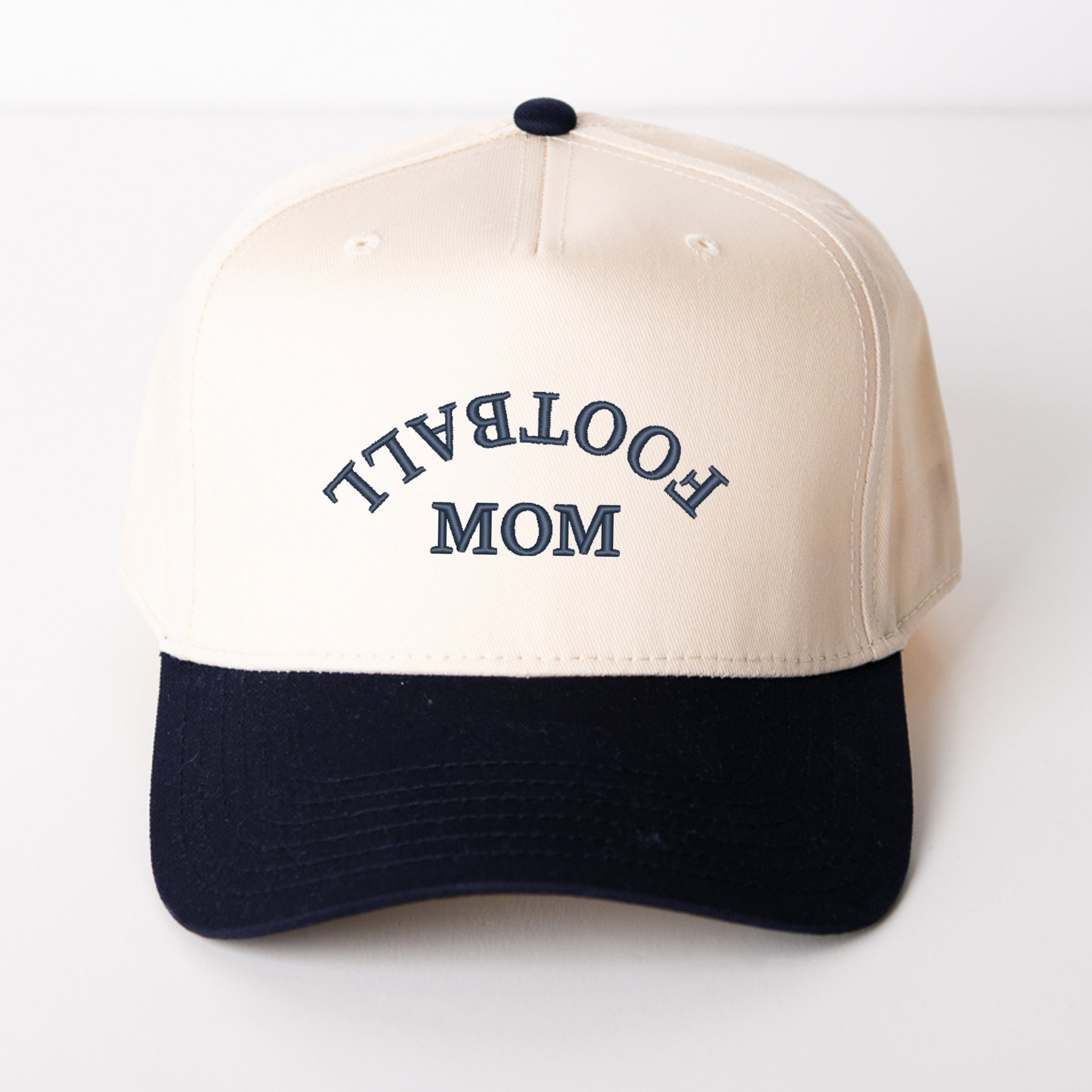 Embroidered Football Mom Upside Down Arch - Women's Canvas Trucker Hat