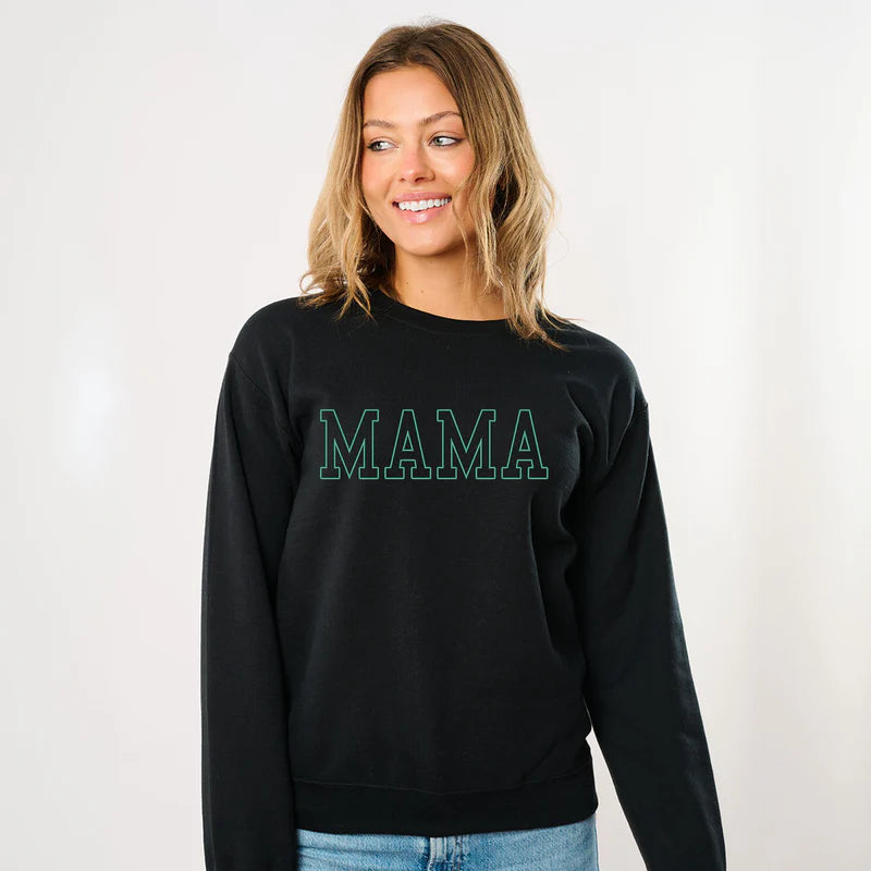 Embroidered Thin Mama Outline - Women's Graphic Sweatshirt