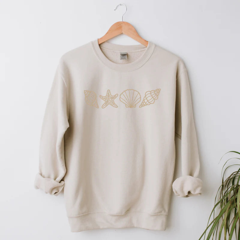 Embroidered Seashells - Women's Graphic Sweatshirt