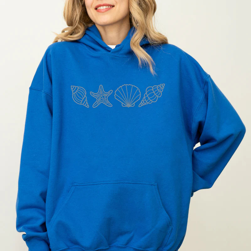Embroidered Seashells - Women's Graphic Hoodie