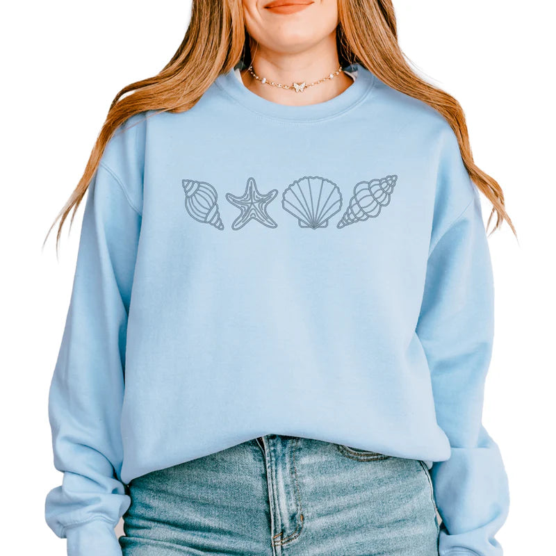 Embroidered Seashells - Women's Graphic Sweatshirt