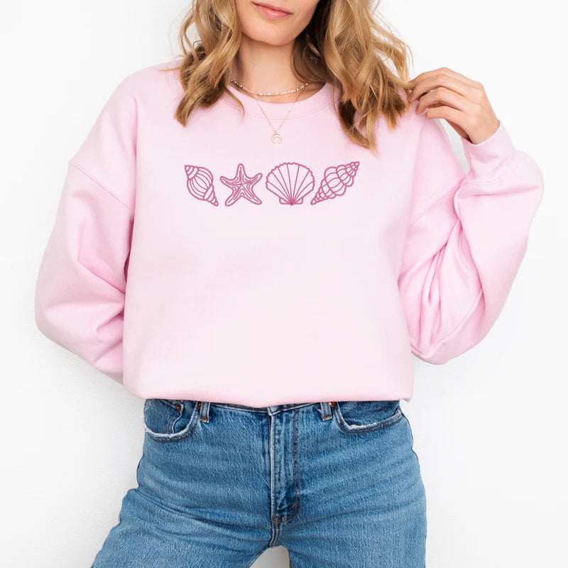 Embroidered Seashells - Women's Graphic Sweatshirt