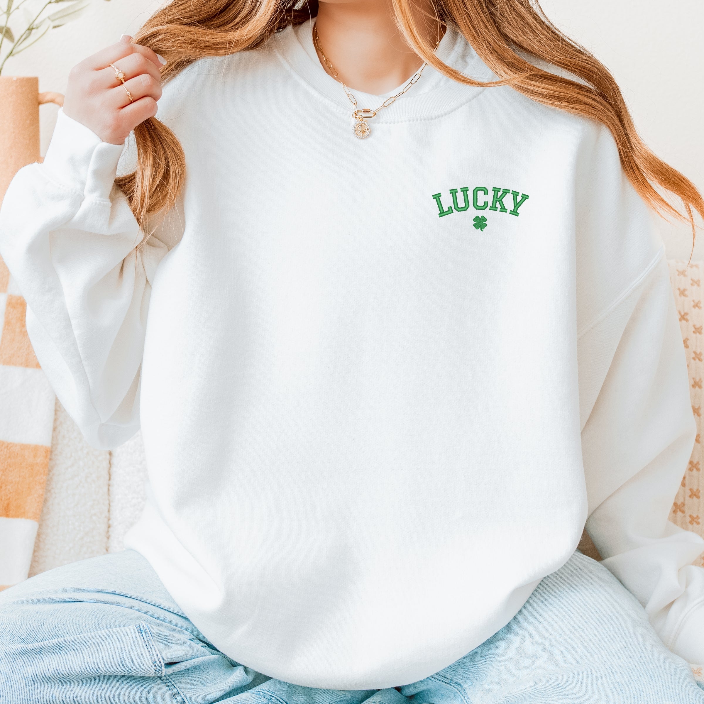 Embroidered Lucky Clover - Women's Graphic Sweatshirt