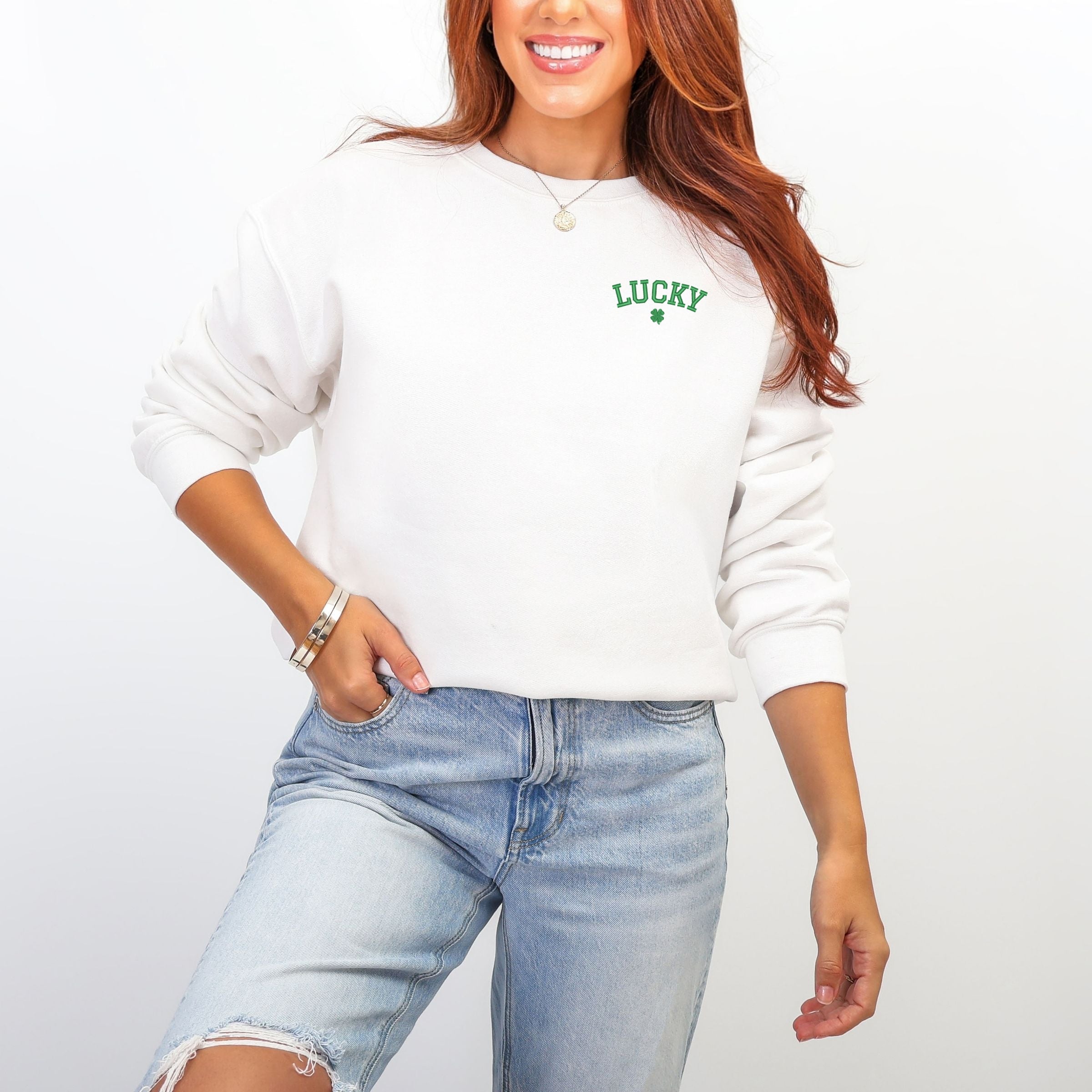 Embroidered Lucky Clover - Women's Graphic Sweatshirt