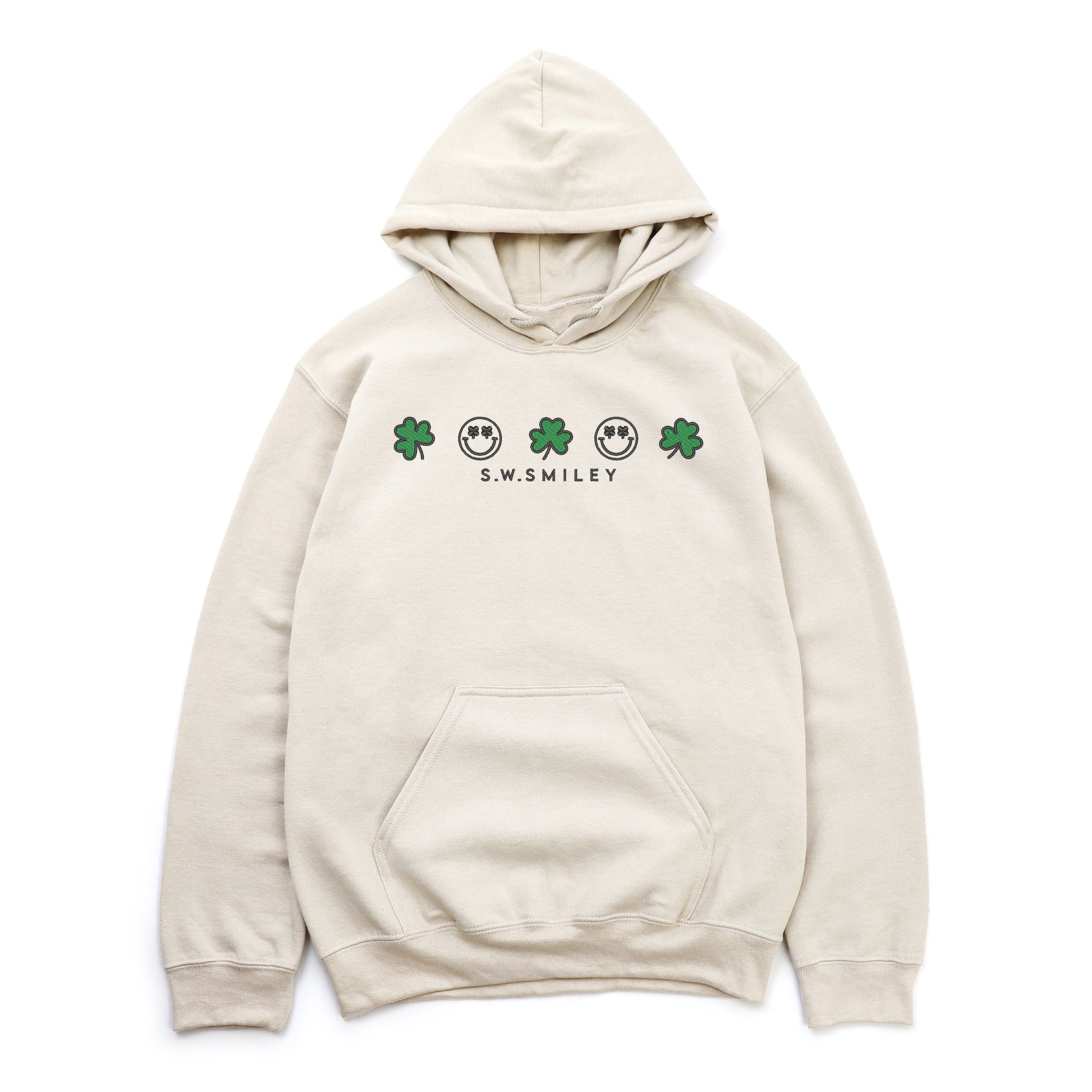 Embroidered S.W. Smiley Clovers Row - Women's Graphic Hoodie
