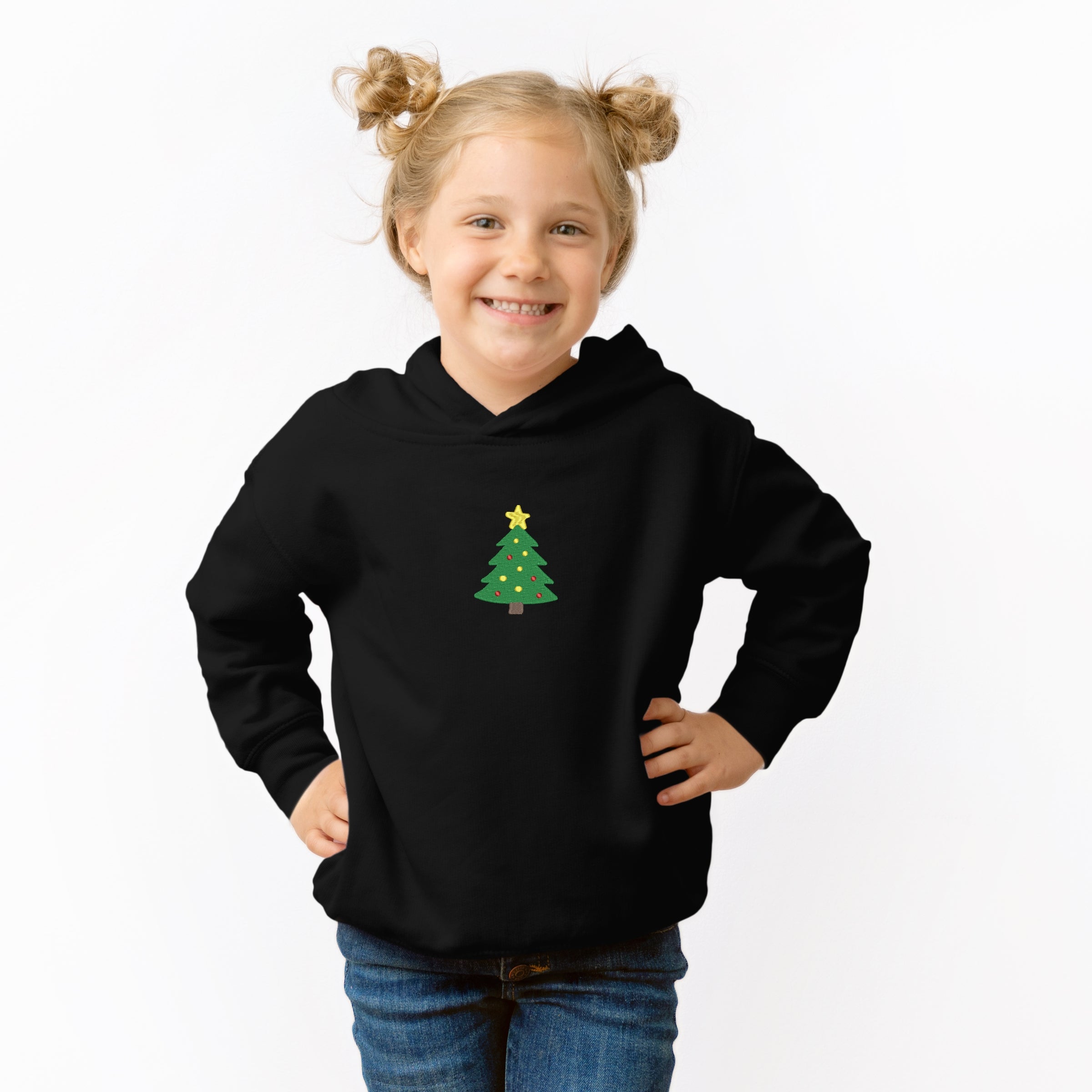Embroidered Christmas Tree With Ornaments - Toddler Hoodie