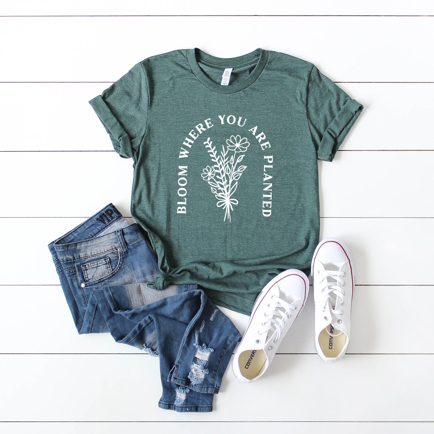 Bloom Where You Are Planted Flowers | Short Sleeve Graphic Tee