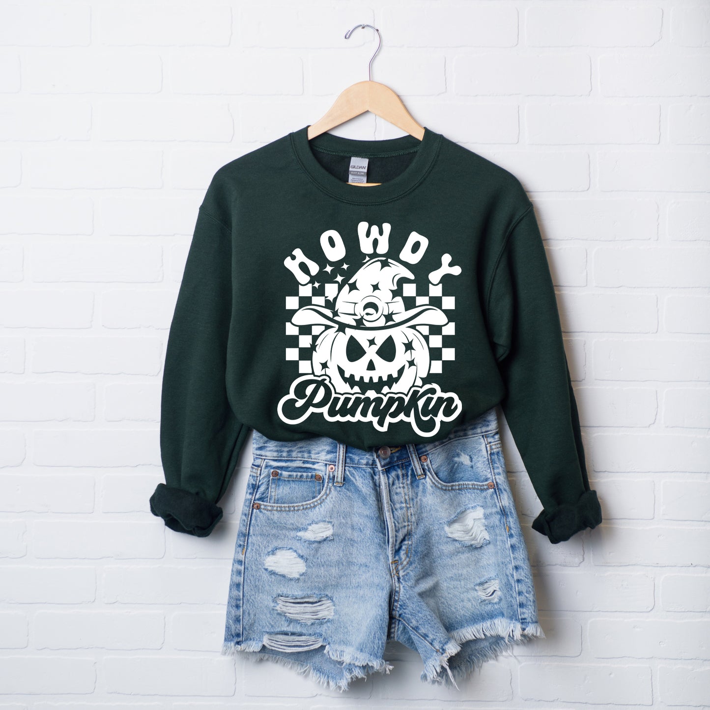 Howdy Pumpkin Checkered | Sweatshirt