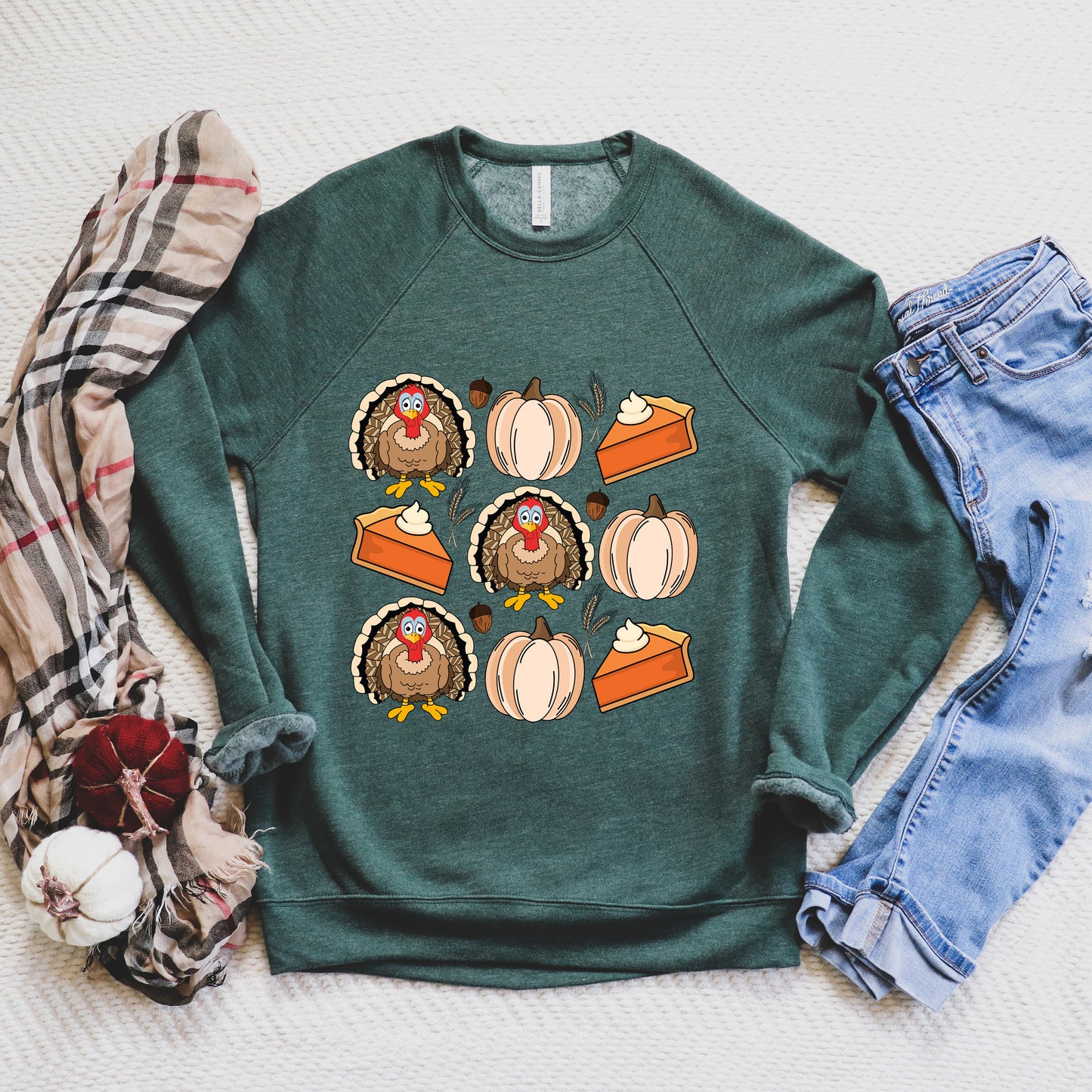Turkey Pumpkin Pie Grid | Bella Canvas Sweatshirt