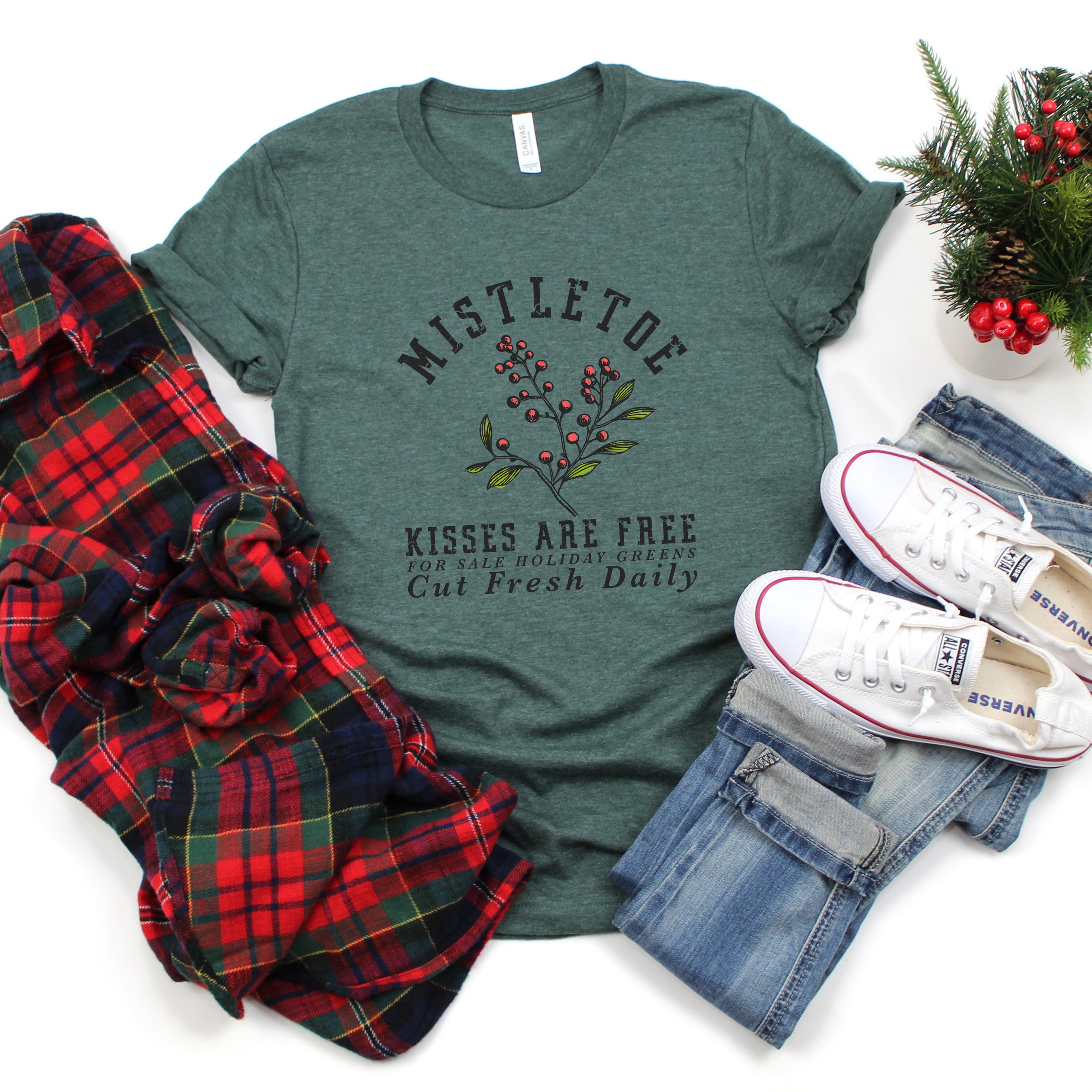 Mistletoe Kisses are Free | Short Sleeve Crewneck