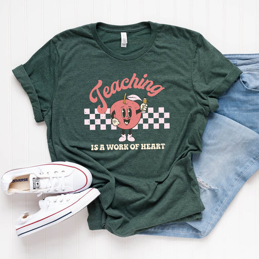 Clearance Retro Teaching is a Work of Heart | Short Sleeve Graphic Tee