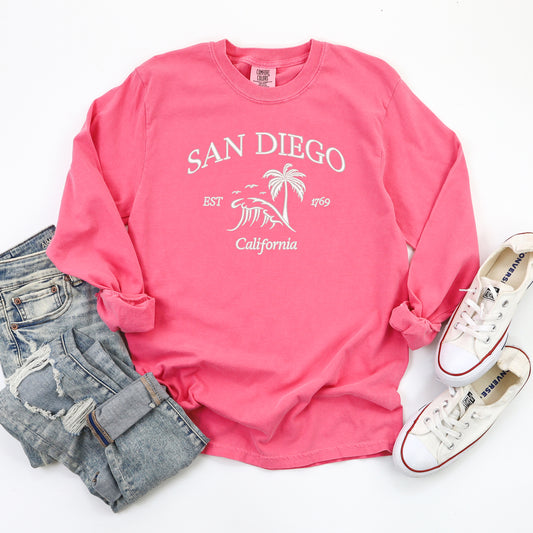 Embroidered San Diego | Garment Dyed Long Sleeve