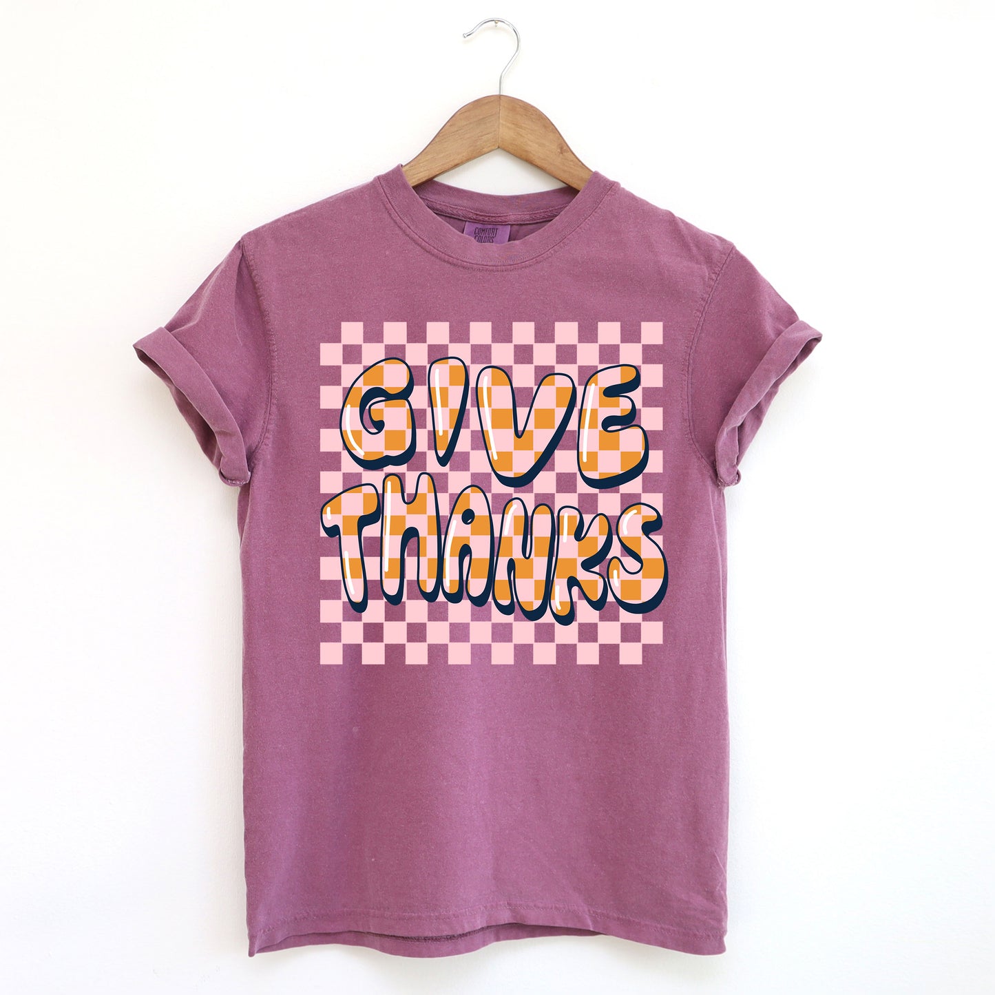 Give Thanks Checkered | Garment Dyed Short Sleeve Tee