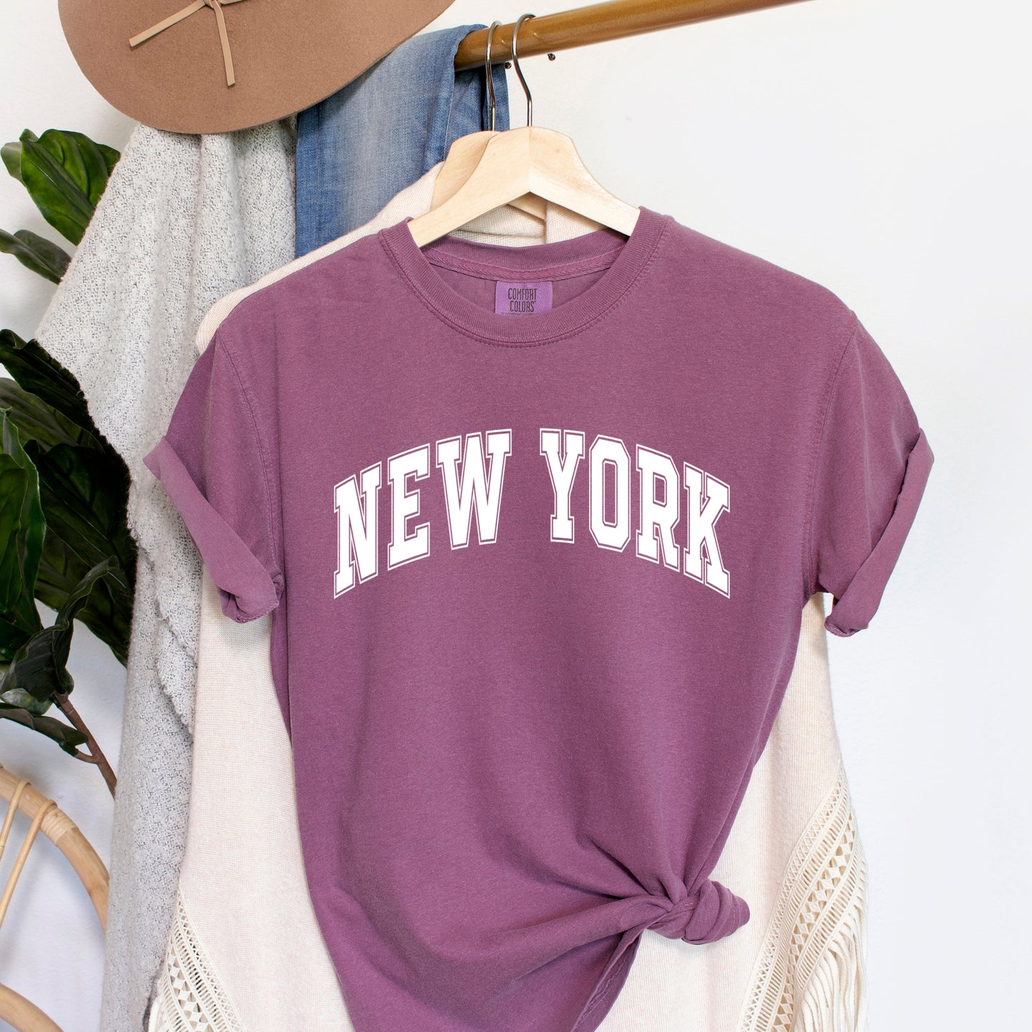 Clearance Varsity New York | Garment Dyed Short Sleeve Tee
