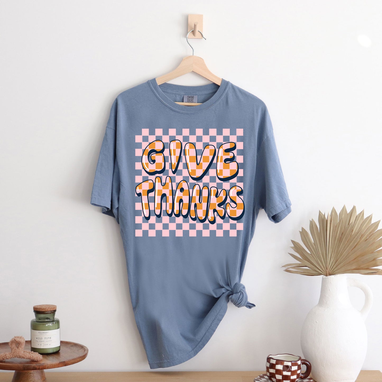 Give Thanks Checkered | Garment Dyed Short Sleeve Tee