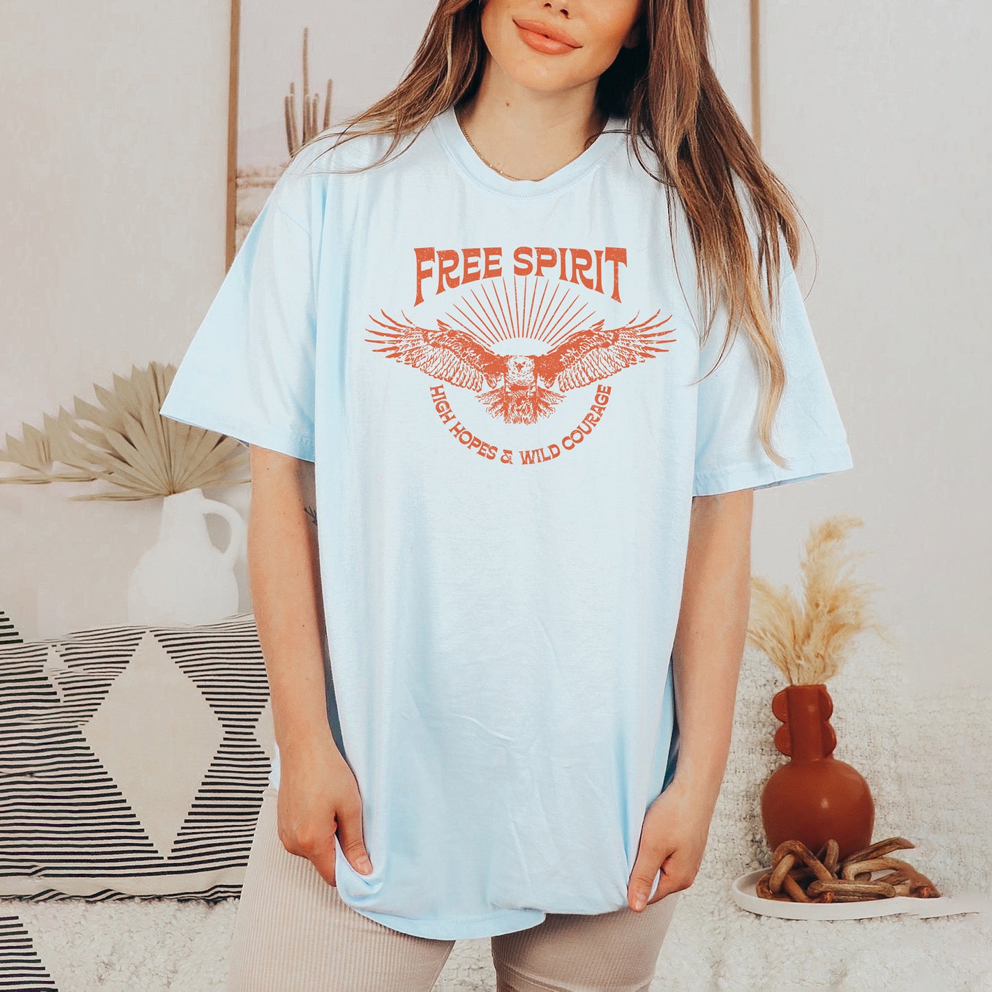 Free Spirit Distressed Eagle | Garment Dyed Short Sleeve Tee