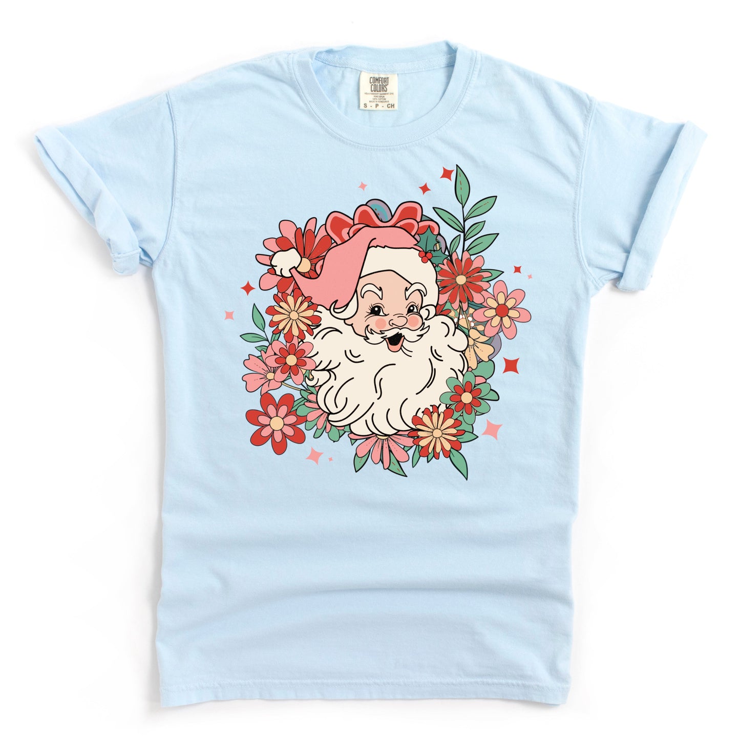 Clearance Floral Santa | Garment Dyed Tee