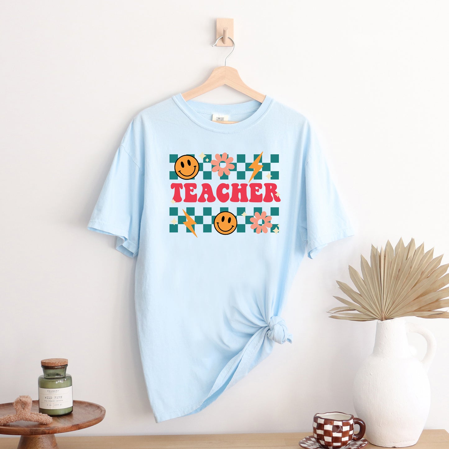 Retro Teacher Checkered | Garment Dyed Short Sleeve Tee