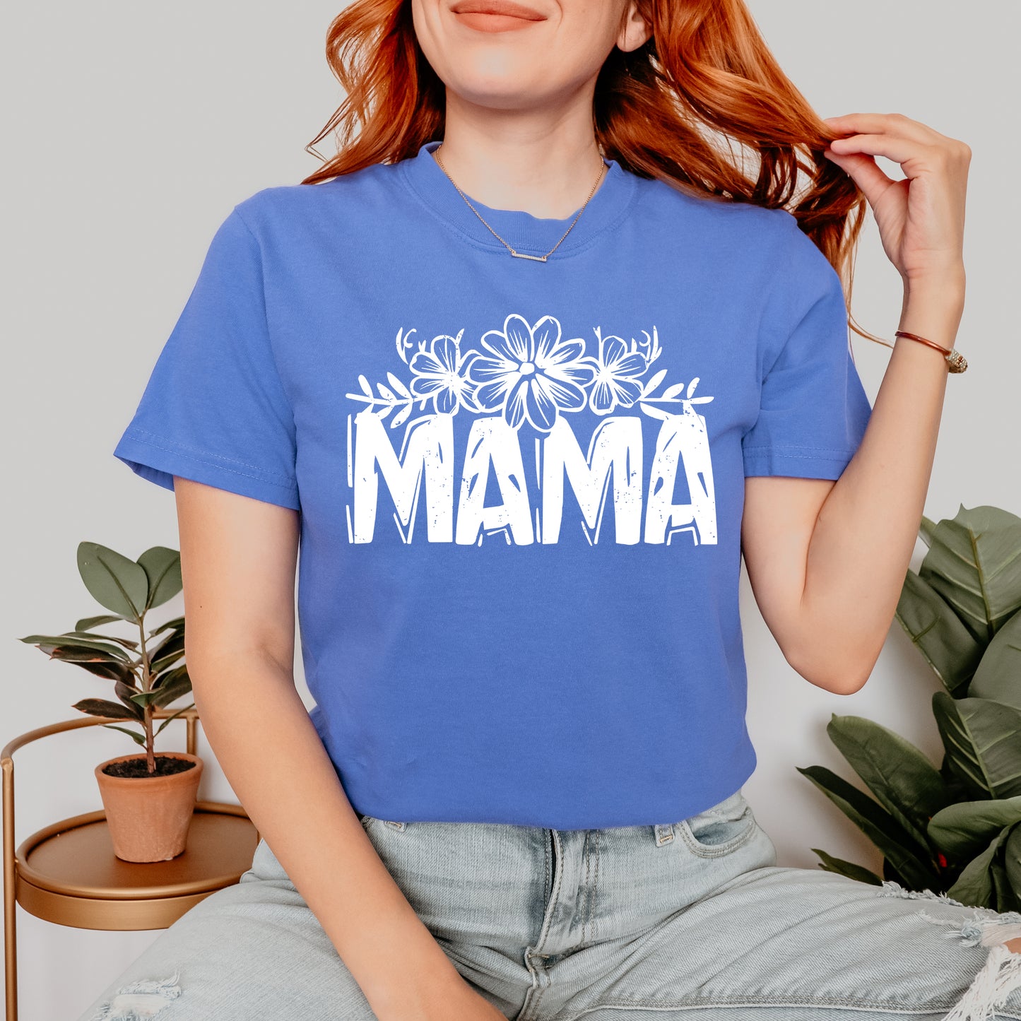Mama Topped With Flowers | Garment Dyed Short Sleeve Tee