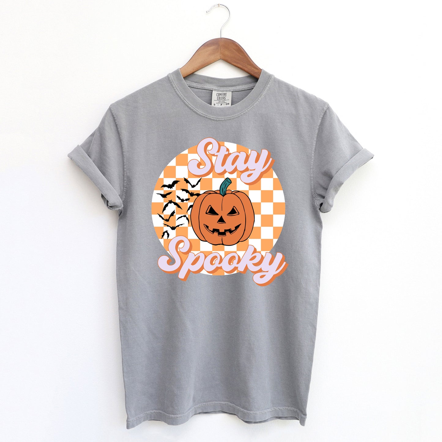 Stay Spooky Bats Checkered | Garment Dyed Tee