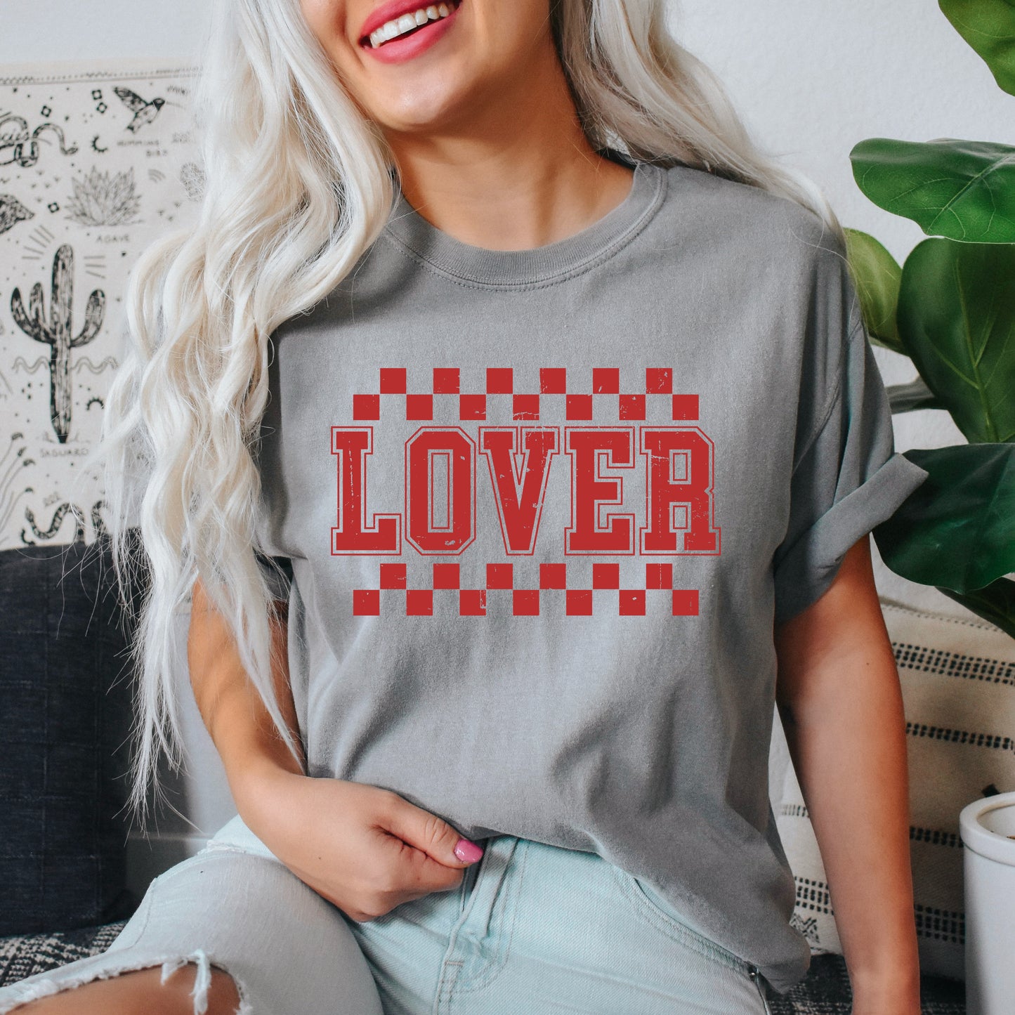 Lover Distressed Checkered | Garment Dyed Tee