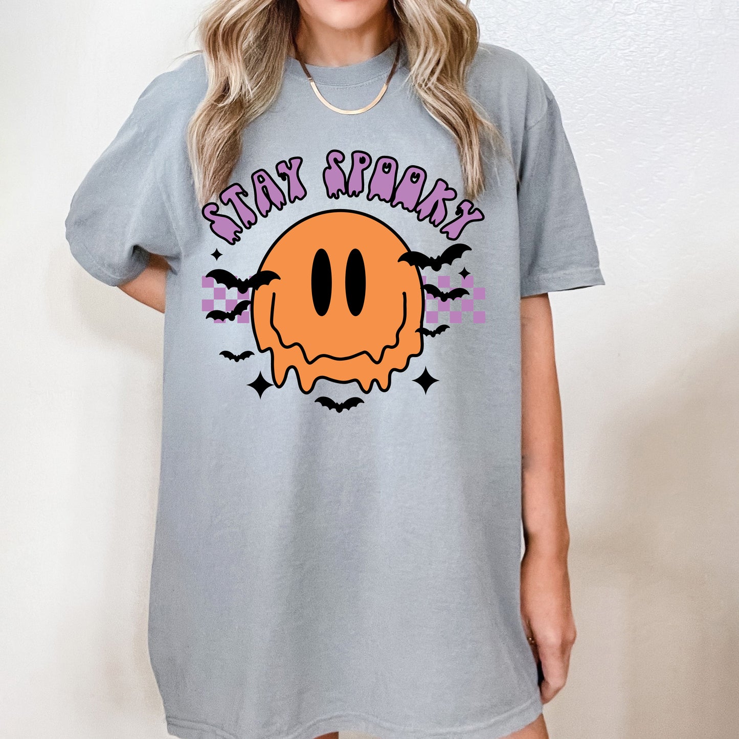 Stay Spooky Smiley Bats | Garment Dyed Short Sleeve Tee