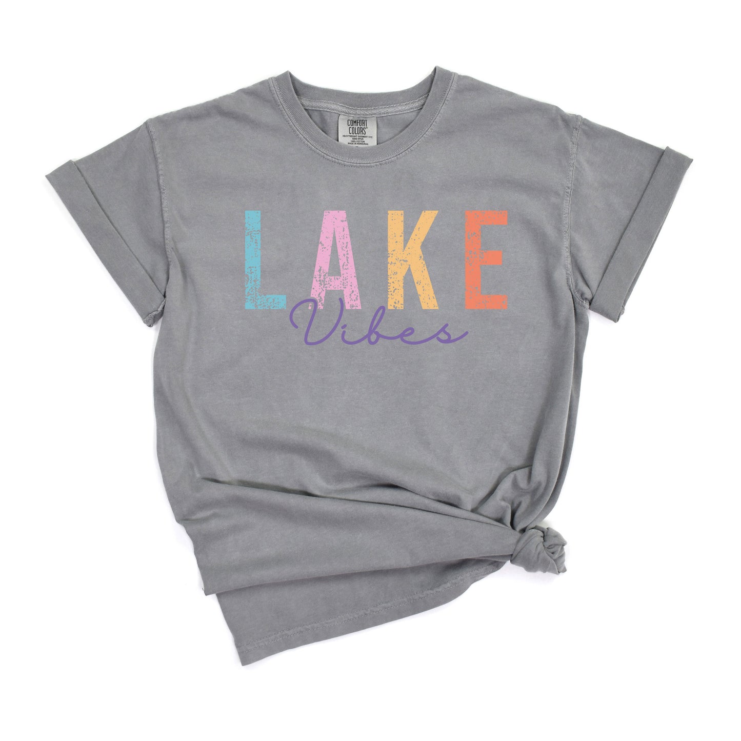 Lake Vibes Cursive | Garment Dyed Short Sleeve Tee