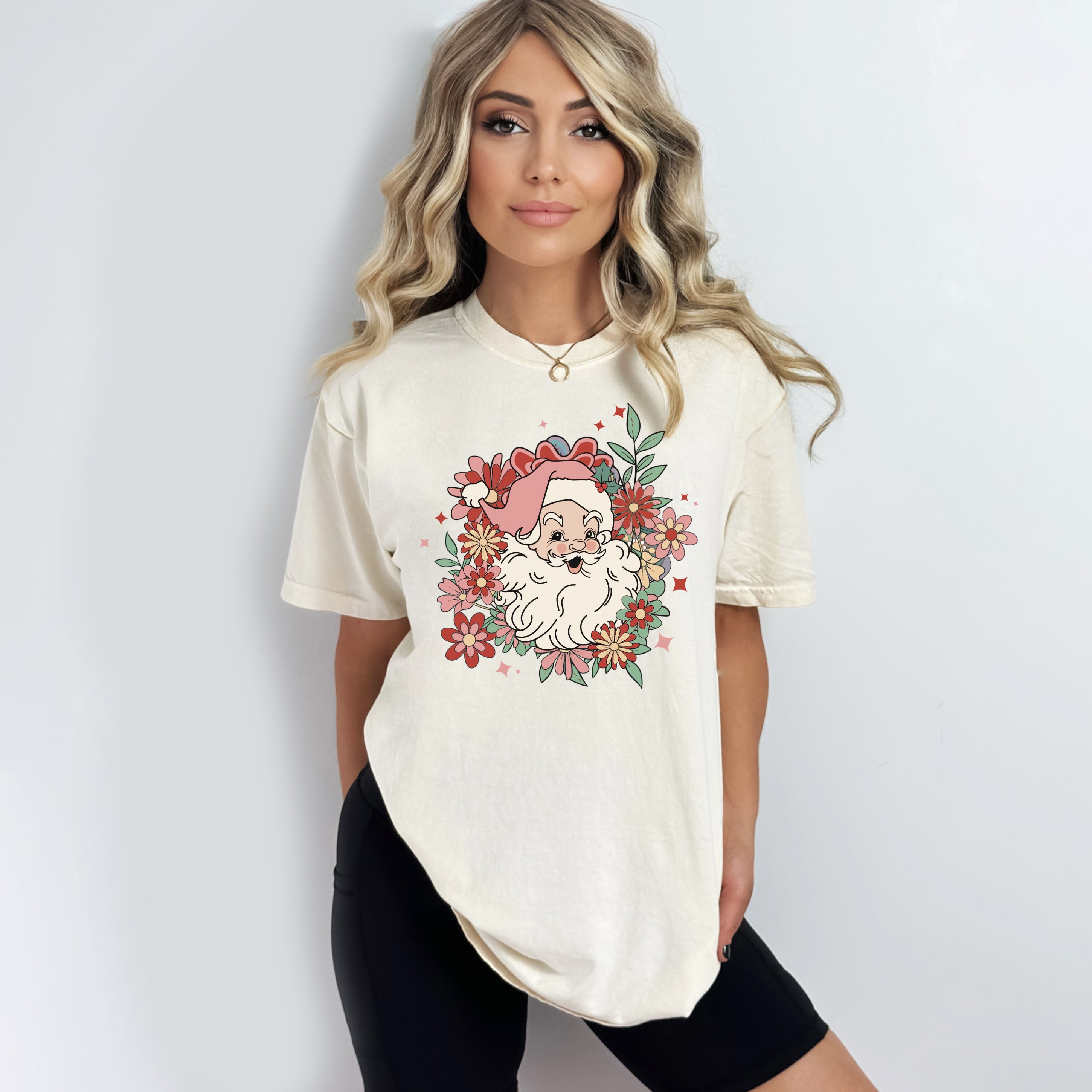 Floral Santa | Garment Dyed Tee