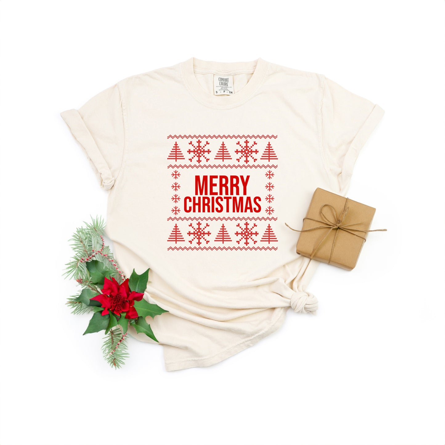 Merry Christmas Sweater | Garment Dyed Tee