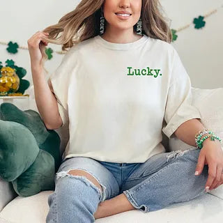 Embroidered Lucky Typewriter | Garment Dyed Tee