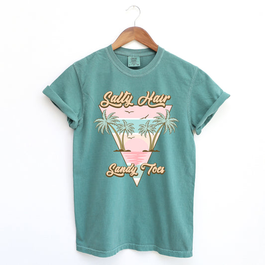 Salty Hair Sandy Toes Triangle | Garment Dyed Short Sleeve Tee