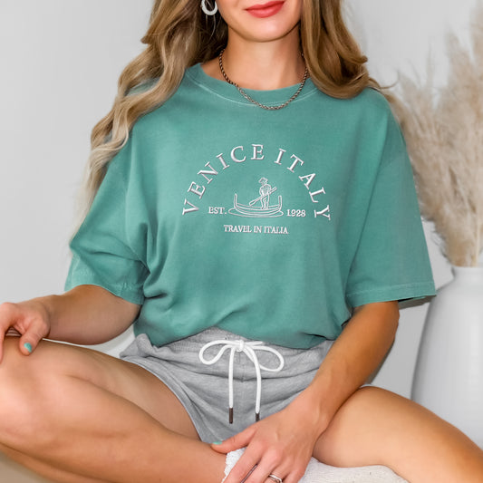 Embroidered Venice Italy | Garment Dyed Short Sleeve Tee