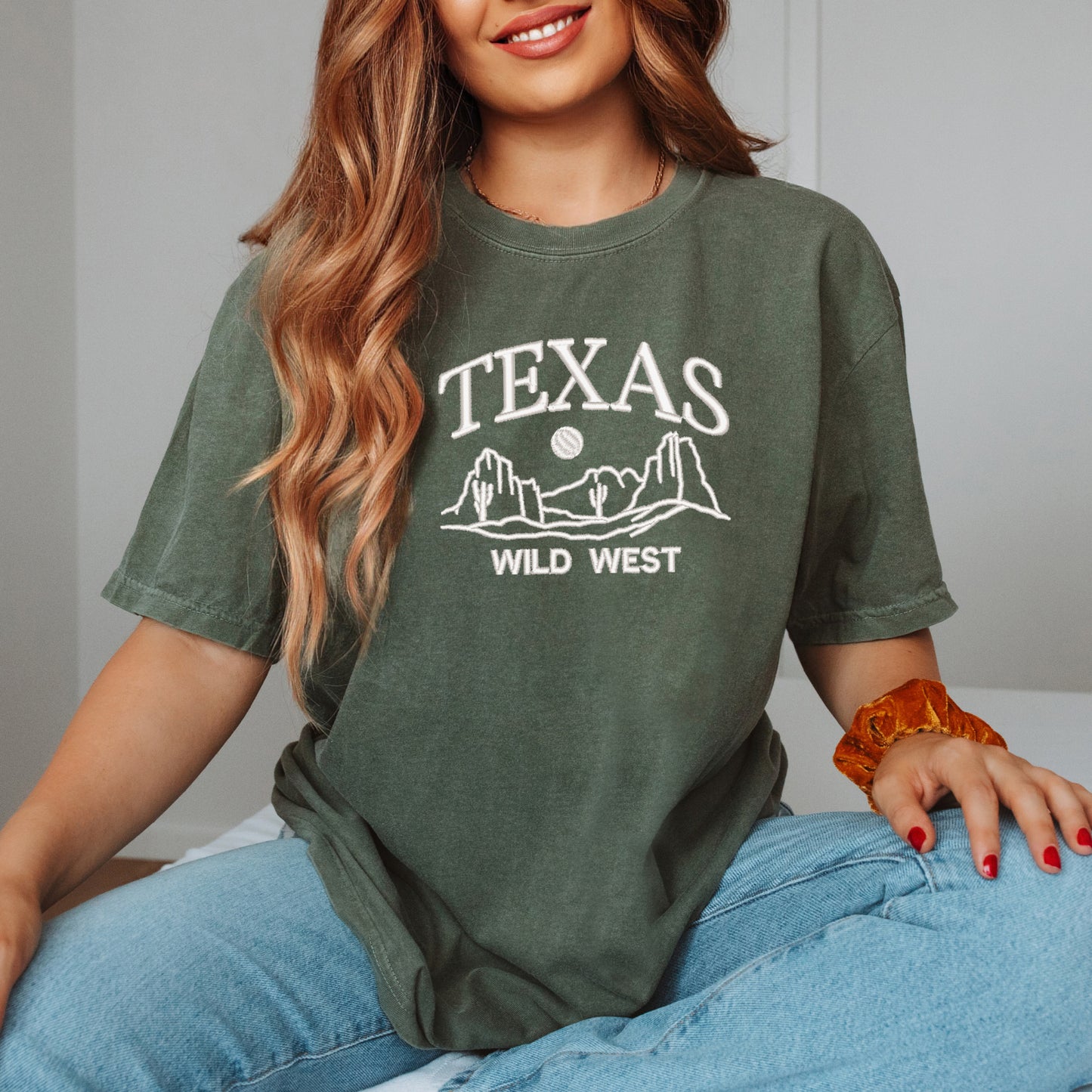Embroidered Texas Wild West | Garment Dyed Short Sleeve Tee