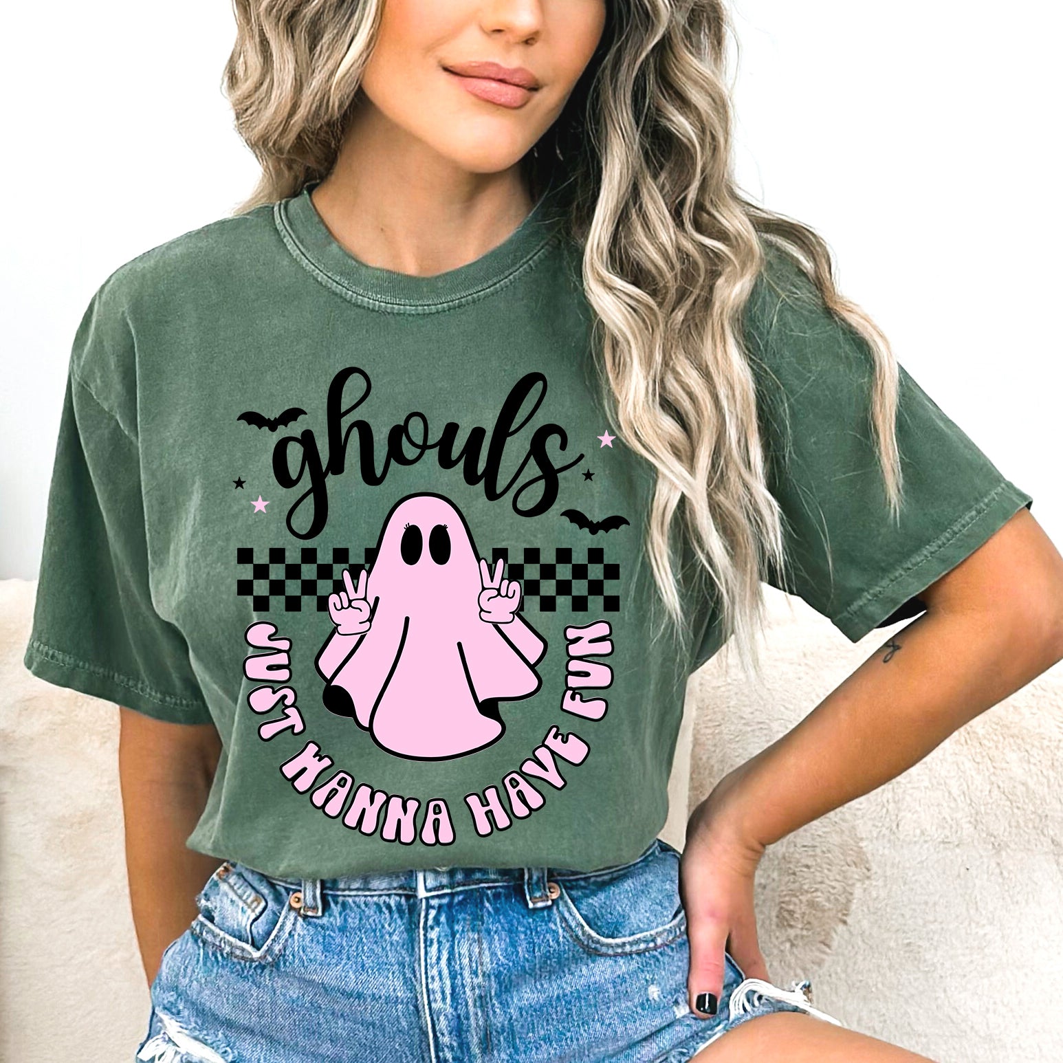 Just Wanna Have Fun Checkered | Garment Dyed Short Sleeve Tee