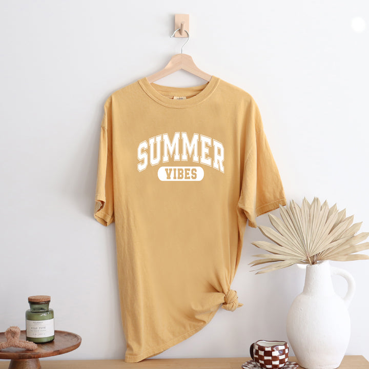 Varsity Summer Vibes | Garment Dyed Short Sleeve Tee