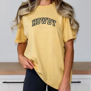 Embroidered Howdy Varsity Outline | Garment Dyed Tee