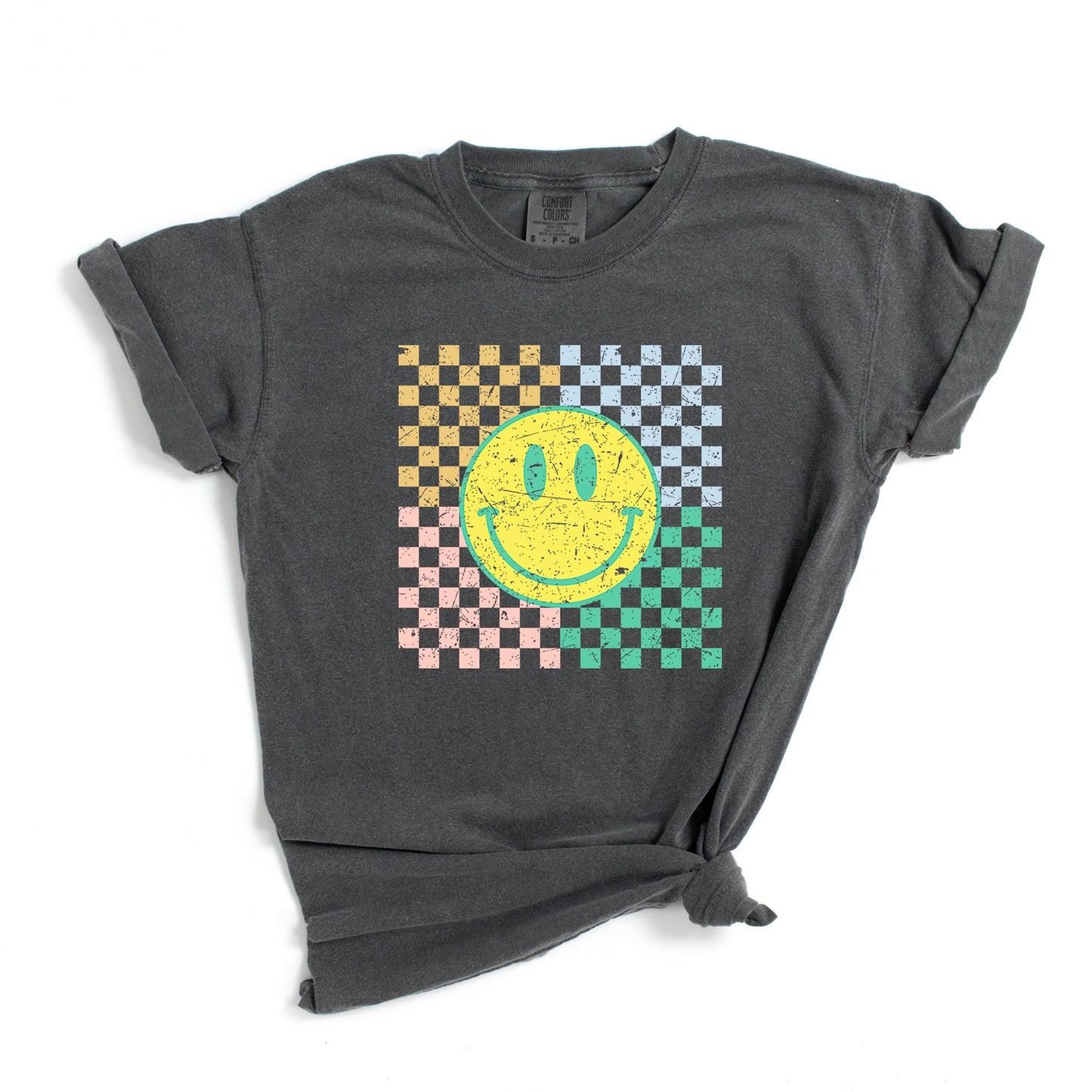 Four Square Smiley Face | Garment Dyed Short Sleeve Tee