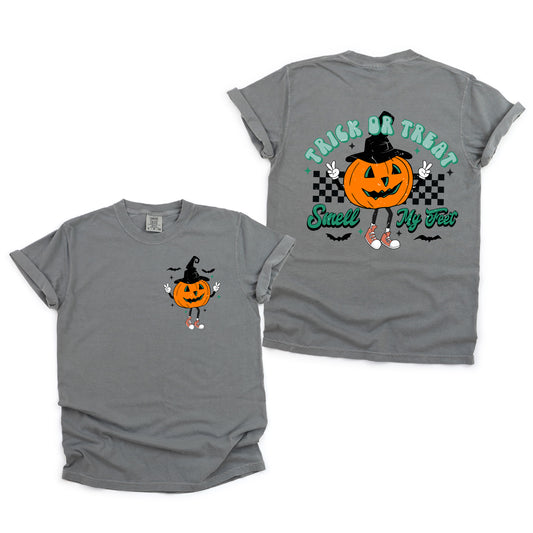 Smell My Feet Pumpkin | Garment Dyed Tee | Front and Back Ink