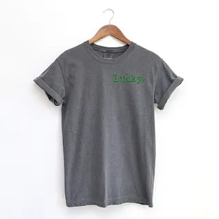 Embroidered Lucky Typewriter | Garment Dyed Tee