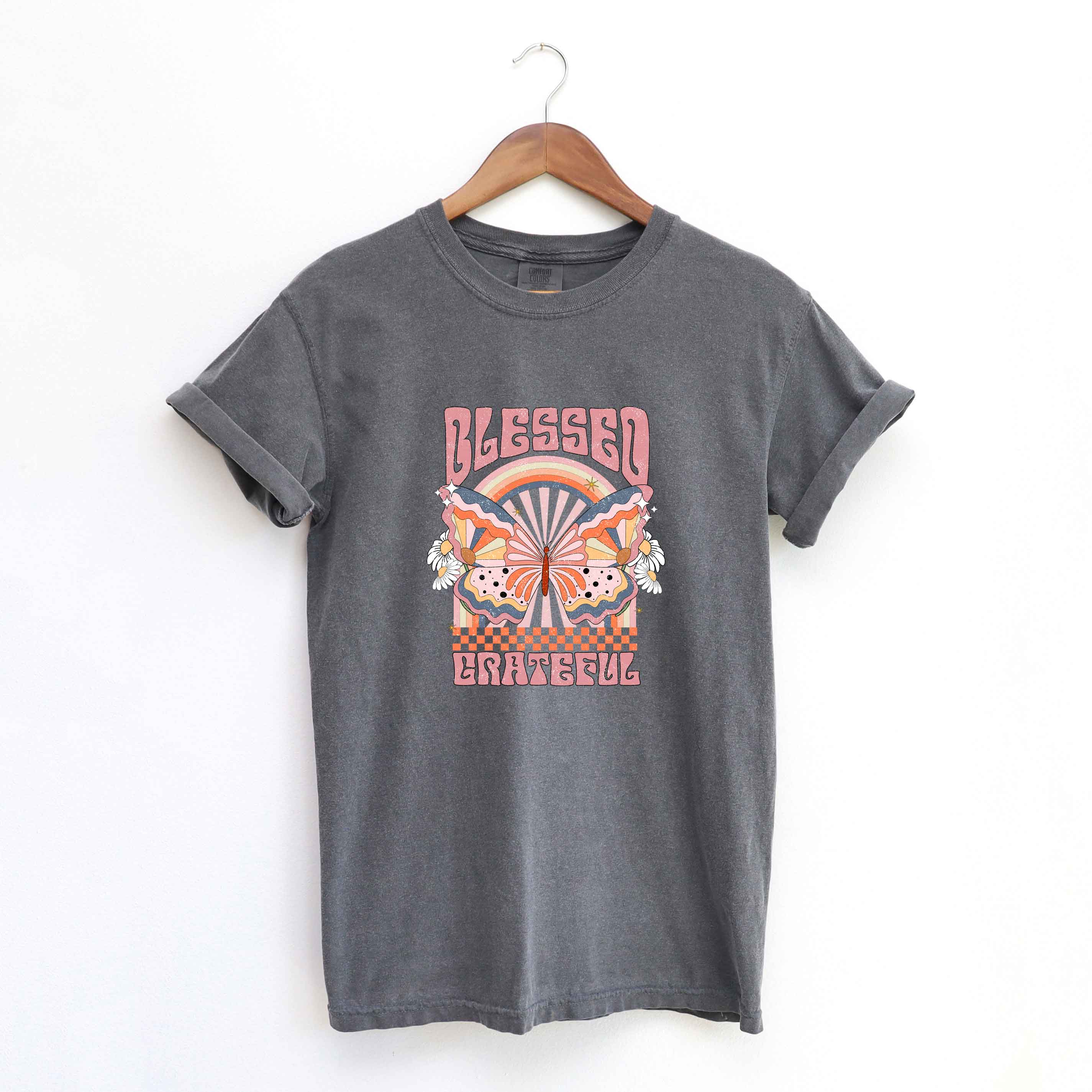 Blessed Grateful Butterfly | Garment Dyed Short Sleeve Tee
