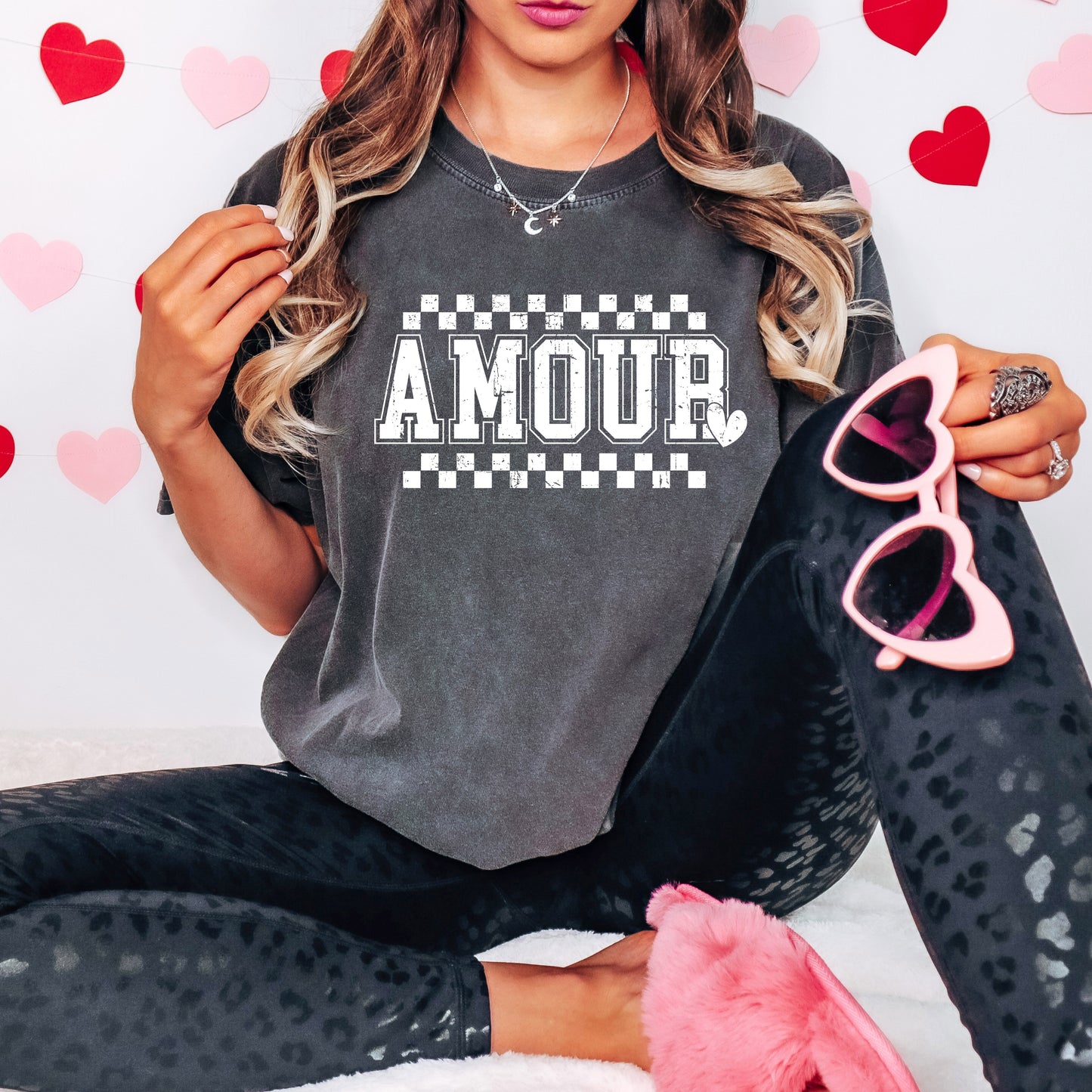 Amour Distressed Checkered | Garment Dyed Tee