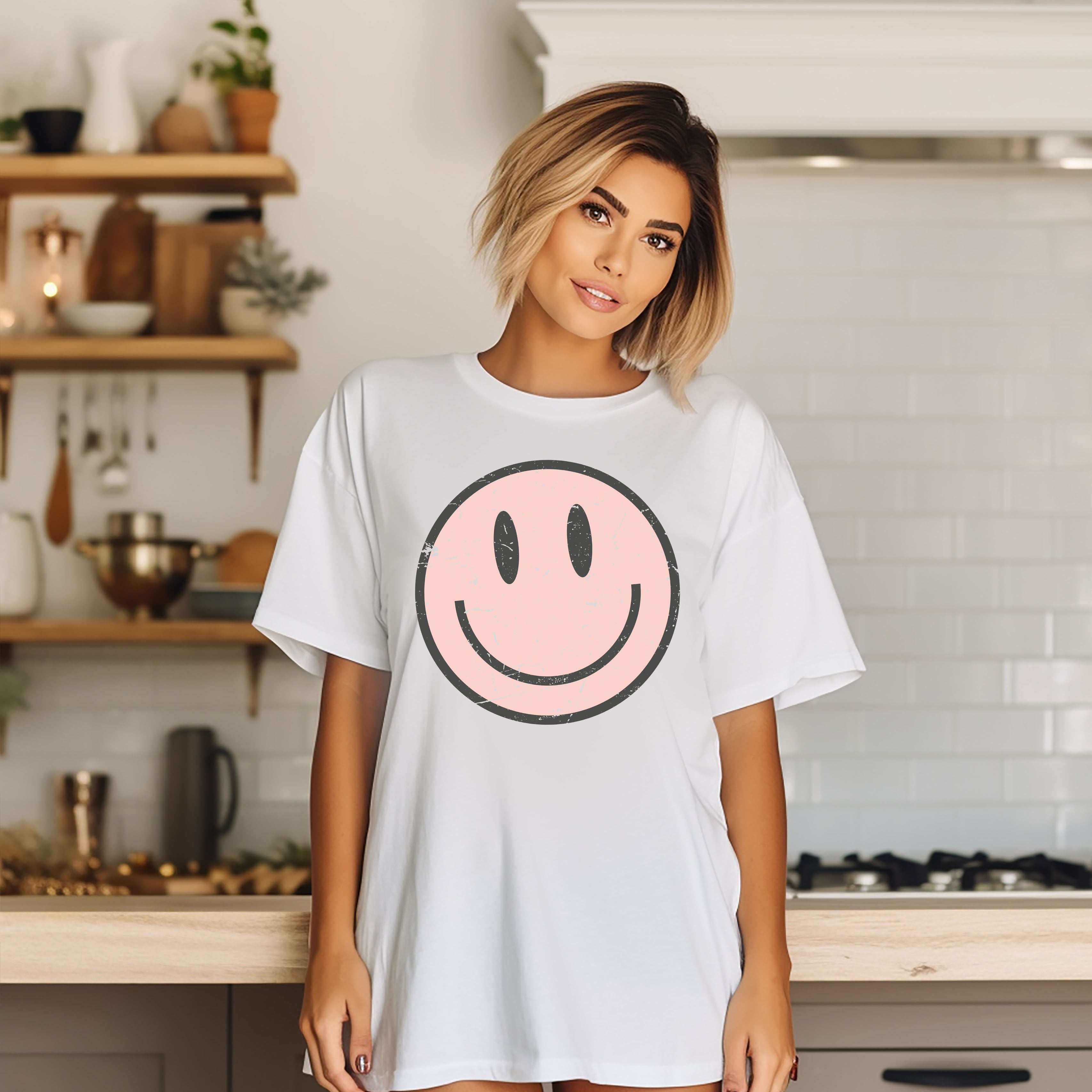 Pink Smiley Face Grunge | Garment Dyed Tee