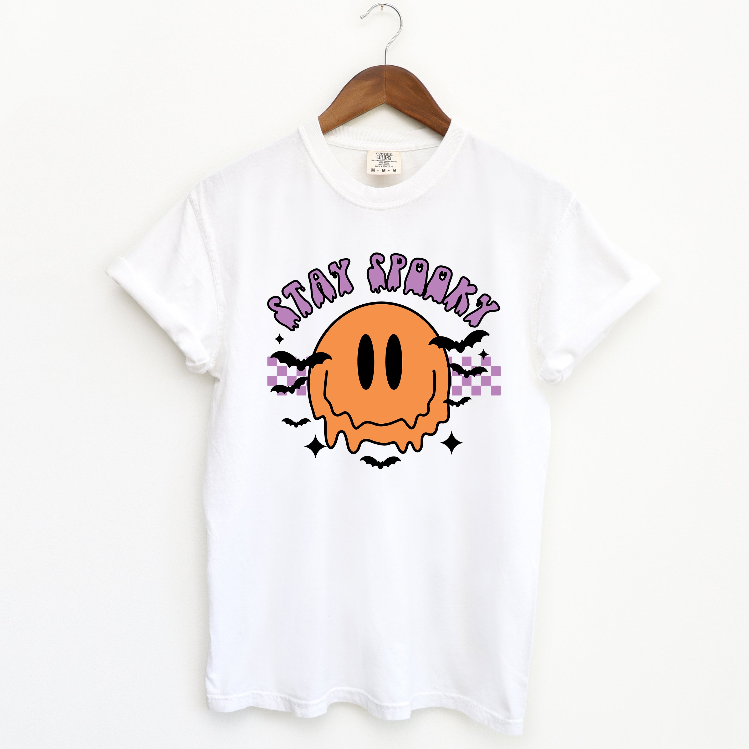 Stay Spooky Smiley Bats | Garment Dyed Short Sleeve Tee