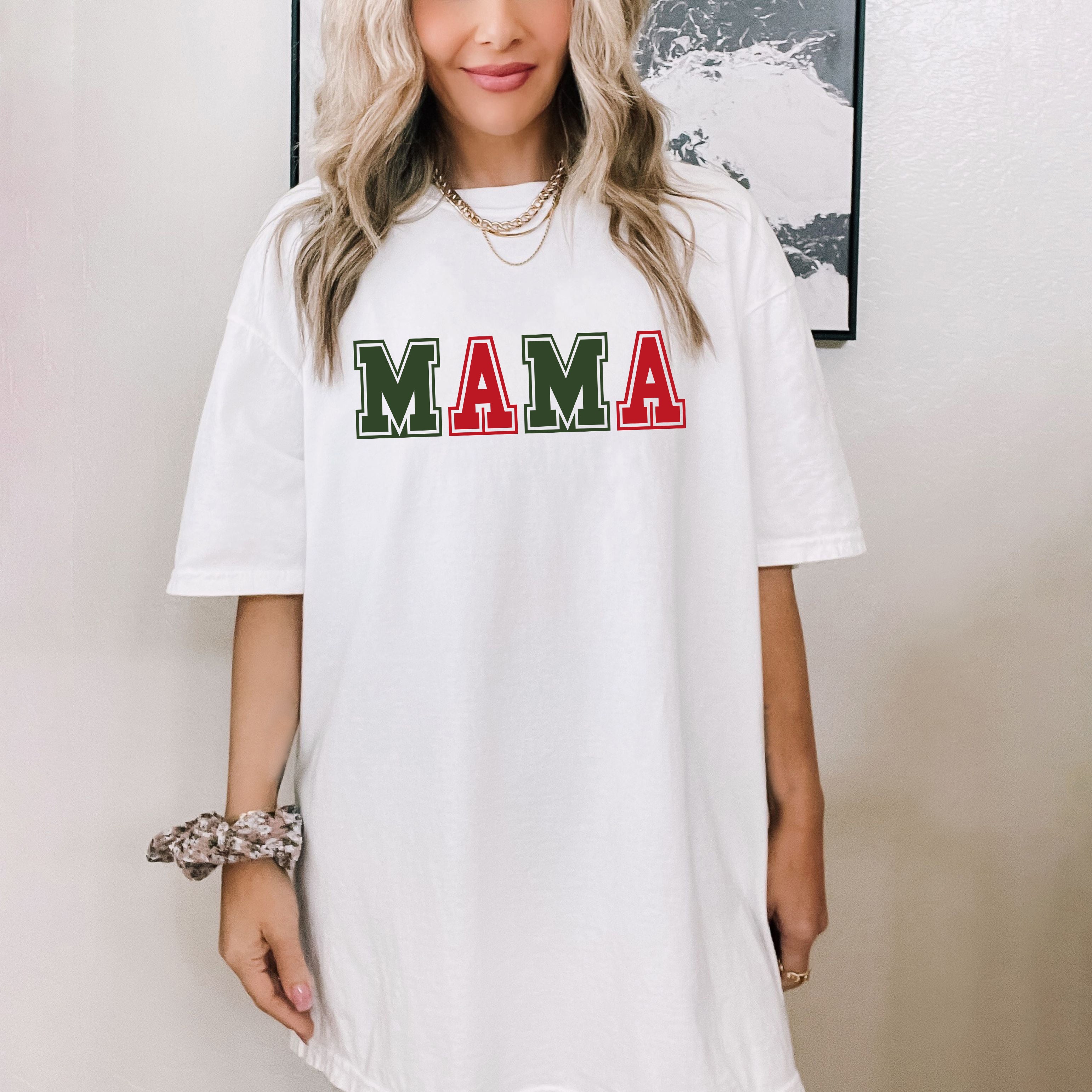 Mama Green And Red Bold  | Garment Dyed Tee